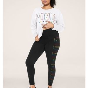 Pink rainbow foil leggings